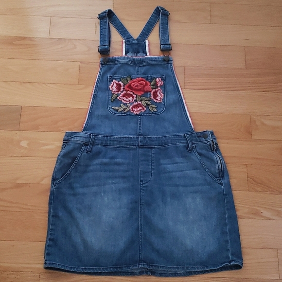 One of a Kind Roses/Day of the Dead Overall Dress Size Large - Picture 3 of 13